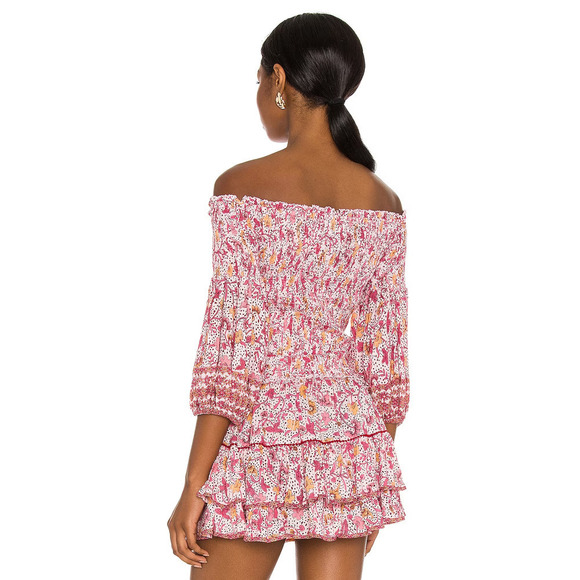 Poupette St Barth Ariel Smocked Blouse Top Pink Clary Size M/L - Picture 3 of 6